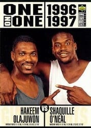 1996-97 Collector's Choice Base Set Hakeem Olajuwon / Shaquille O'Neal / Alonzo Mourning / Patrick Ewing / David Robinson / Dikembe Mutombo / Shawn Bradley / Gheorghe Muresan #357 card