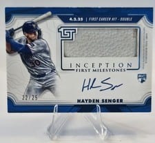2025 Topps Inception MLB First Milestone Autograph Relics Hayden Senger #FMAR-HS card