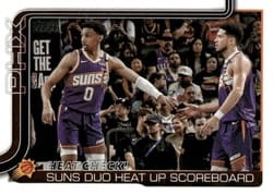 2025-26 Topps Base Set Heat Check!: Suns Duo Heat Up Scoreboard #294 card