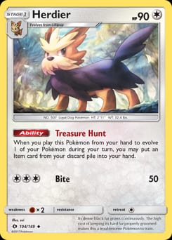 Sun & Moon Herdier #104 card