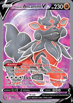 2022 Silver Tempest Hisuian Arcanine V #179 card