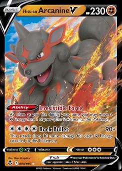Silver Tempest Hisuian Arcanine V #90 card