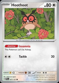 Prismatic Evolutions Hoothoot #77 card