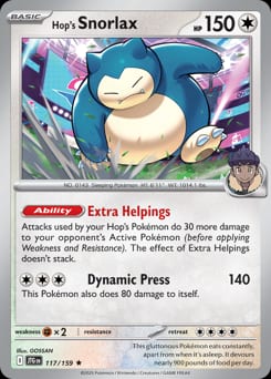 Journey Together Hop's Snorlax #117 card