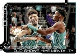 2025-26 Topps Base Set Hornets Duo Have Powerful Sting: Duo Shows Hive Mentality #283 card