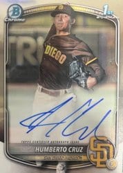 2025 Bowman Chrome Prospects Autographs Humberto Cruz #CPA-HC card
