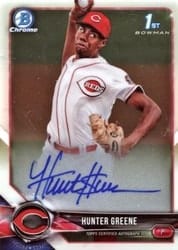 2018 Bowman Chrome Prospect Autographs Hunter Greene #CPA-HG card