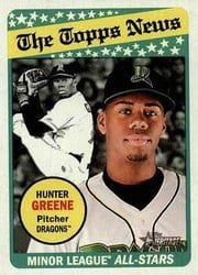 2018 Topps Heritage Minor League Base Set Hunter Greene #188 card