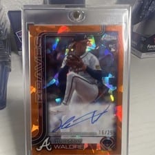 2025 Topps Chrome Sapphire Rookie Autographs Sapphire Hurston Waldrep #RA-HW card