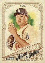 2018 Topps Allen & Ginter Base Set Hyun-Jin Ryu #303 card