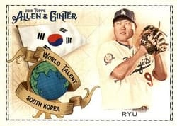 2018 Topps Allen & Ginter World Talent Hyun-Jin Ryu #WT-40 card
