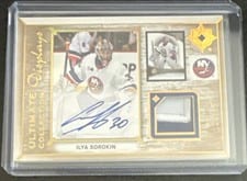 2022-23 Upper Deck Ultimate Collection Ultimate Displays Autograph Jersey Ilya Sorokin #UDA-IS card