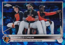 2022 Topps Chrome Update Sapphire Edition Base Set Infield Crew (Jorge Mateo / Rougned Odor) #US312 card