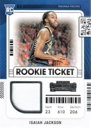 2021-22 Panini Contenders Rookie Ticket Swatches Isaiah Jackson #RTS-IJA card