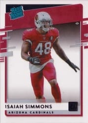 2020 Panini Chronicles Clearly Donruss Rated Rookies Isaiah Simmons #RR-IS card