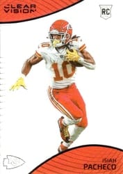 2022 Panini Chronicles Clear Vision Rookies Isiah Pacheco #CVR-26 card