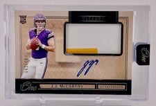 2024 Panini One Rookie Patch Autographs J.J. McCarthy #1 card