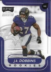 2020 Panini Chronicles Playoff Momentum SSD Rookies J.K. Dobbins #M-6 card