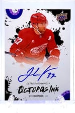 2025-26 Upper Deck Detroit Red Wings Centennial Octopus Ink J.T. Compher #OI-JC card