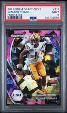 2021 Panini Prizm Draft Picks Ja'Marr Chase Purple Ice Prizm #112 card
