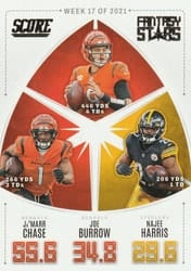 2022 Score Fantasy Stars Ja'Marr Chase / Joe Burrow / Najee Harris #FS17 card