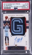 2019 Panini National Treasures JA Morant Patch Autograph #118 card
