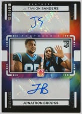 2024 Panini Photogenic Rookie Photo Bomb Autographs Ja'Tavion Sanders / Jonathon Brooks #PBO-JSJB card