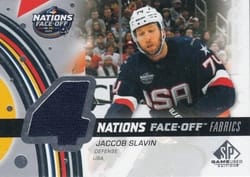 2025-26 SP Game Used 2025 4 Nations Face-Off Fabrics Jaccob Slavin #4N-JS card
