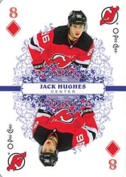 2022-23 O-Pee-Chee Playing Cards Jack Hughes #8-DIAMONDS card