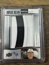 2023-24 Upper Deck Premier Premier Mega Patch Chest Logos Jack Hughes #PMP-HU card