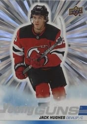 2024-25 Upper Deck Outburst Retro Young Guns Jack Hughes #OR-9 card
