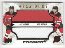 2024-25 Upper Deck Premier Premier Mega Jersey Duos Jack Hughes/Nico Hischier #PM2-HH card