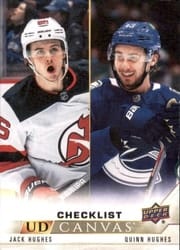 2022-23 Upper Deck UD Canvas Jack Hughes/Quinn Hughes CL #C90 card
