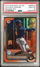 Jackson Chourio 2022 Bowman 1st Edition #BPPF-79 Orange Foil