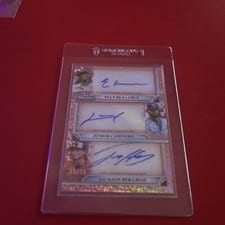 Jackson Holliday / Junior Caminero / Elly De La Cruz 2024 Bowman Sterling Triple Refractor Autographs card