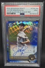 2022 Bowman Draft Chrome Autographs Jacob Misiorowski Blue #CDA-JMI card