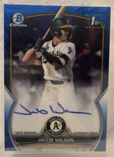 2023 Bowman Draft Chrome Prospect Autographs Jacob Wilson Blue #CDA-JWI card
