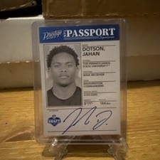 2022 Panini Prestige NFL Passport Signatures Jahan Dotson #NPS-JD card