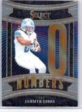 2025 Panini Select Select Numbers Jahmyr Gibbs #6 card