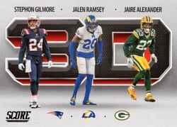 2021 Score 3D Jaire Alexander / Jalen Ramsey / Stephon Gilmore #3D6 card