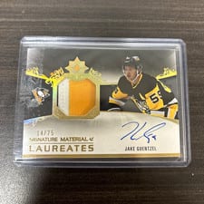 2021-22 Upper Deck Ultimate Collection Signature Material Laureates Jake Guentzel #SML-JG card