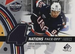 2025-26 SP Game Used 2025 4 Nations Face-Off Fabrics Jake Sanderson #4N-JK card