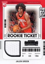 2021-22 Panini Contenders Rookie Ticket Swatches Jalen Green #RTS-JGR card