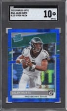 2020 Panini Donruss Optic Jalen Hurts Blue Hyper #164 card