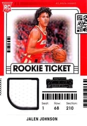 2021-22 Panini Contenders Rookie Ticket Swatches Jalen Johnson #RTS-JJO card