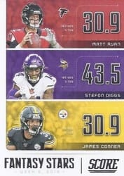 2020 Score Fantasy Stars James Conner / Matt Ryan / Stefon Diggs #FS-MSJ card