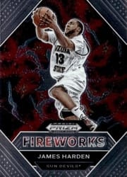 2021 Panini Prizm Draft Picks Fireworks James Harden #17 card