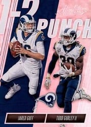 2018 Panini Absolute 1-2 Punch Jared Goff / Todd Gurley II #OTP-JT card
