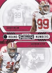 2020 Panini Contenders Round Numbers Javon Kinlaw / Brandon Aiyuk #RN-KA card