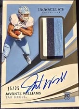 2021 Panini Immaculate Collection Javonte Williams #25 card